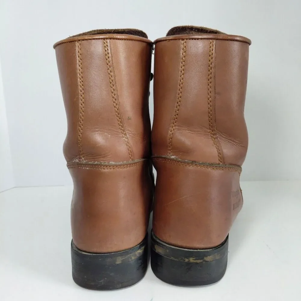 VTG Wrangler Hero Brown Leather Lace-up Western Boots Mens Size 9.5